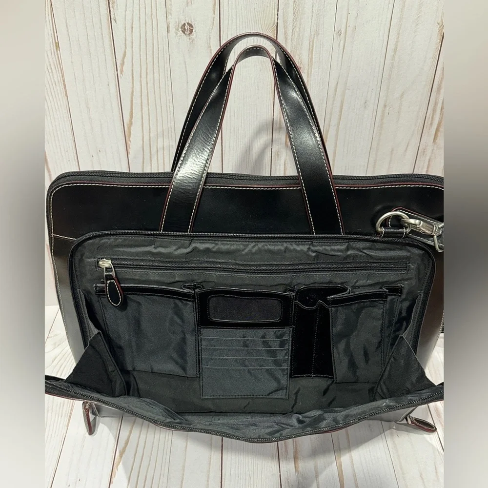 Samsonite Messenger Shoulder Bag Briefcase Black Multi Pockets Executive